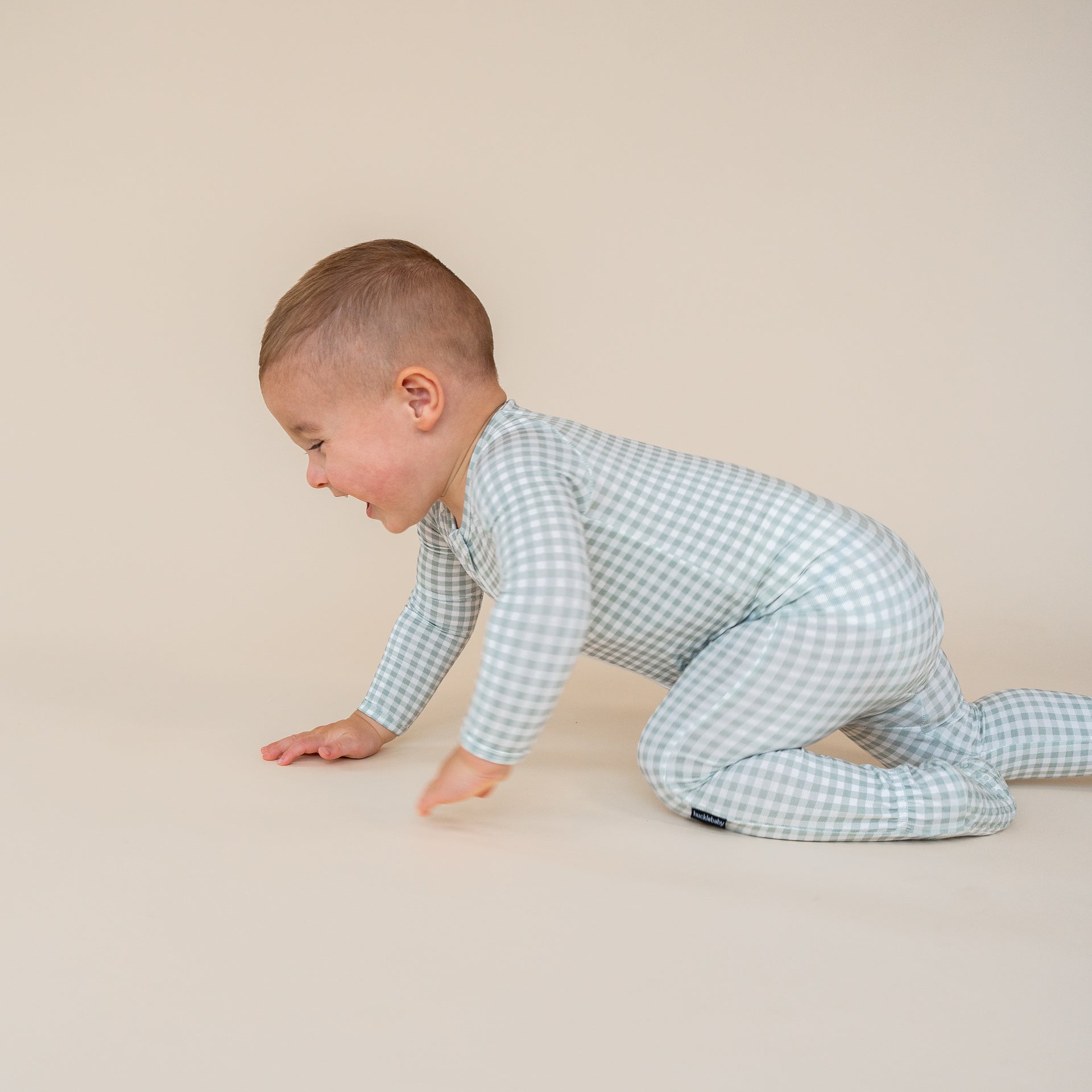 Sage Gingham Footed Pajamas